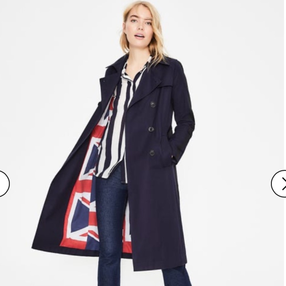 Boden Whitestable Navy Union Jack Trench Coat